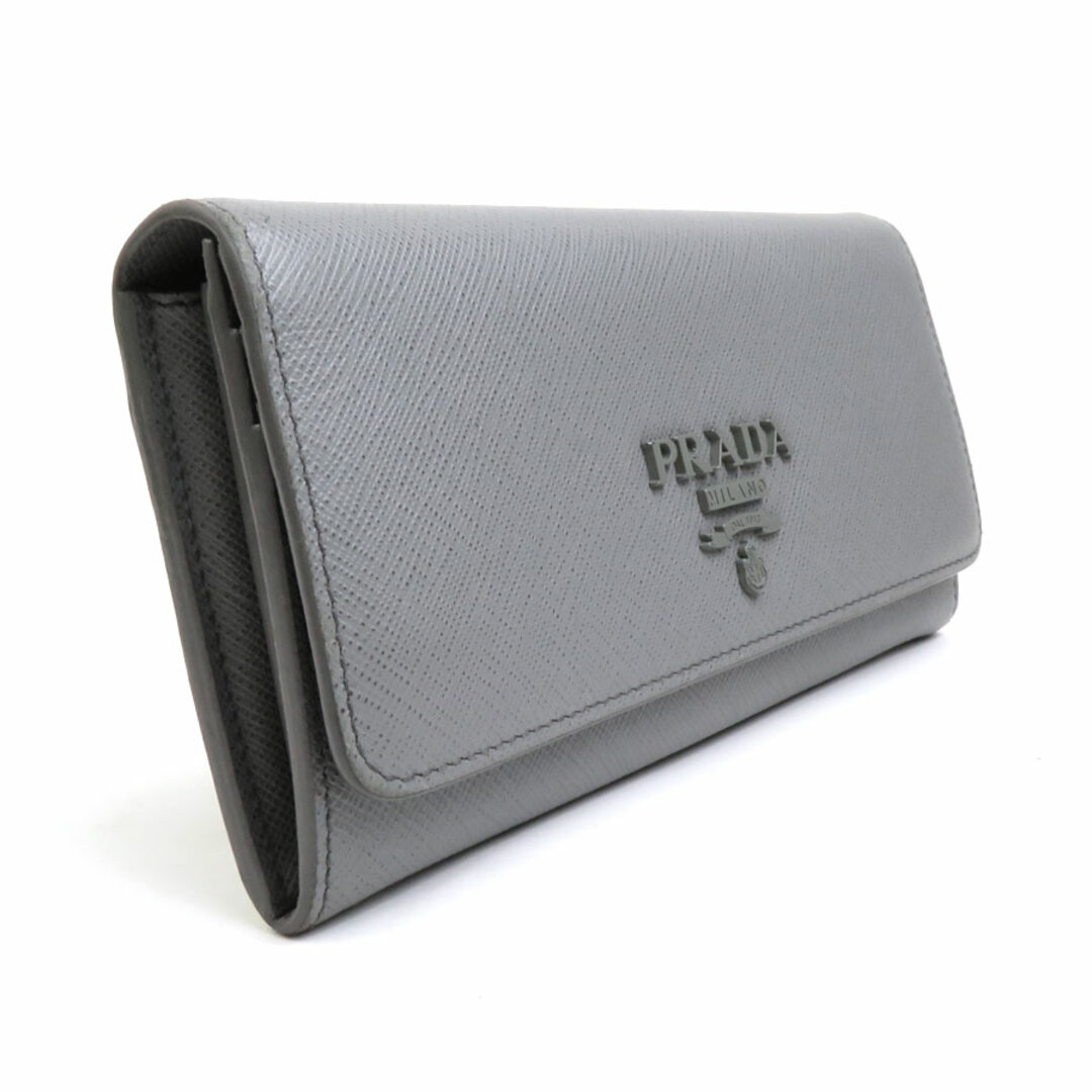 プラダ PRADA 二つ折り長財布 レザー グレー ユニセックス 1MH132 送料