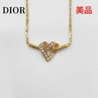 ディオール(Dior)のクリスチャンディオール ハート ラインストーン ネックレス レディース ゴールド(ネックレス)