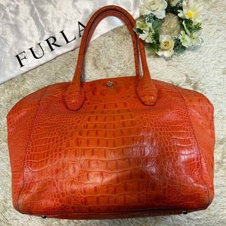 ✨新品未使用✨ FURLA フルラ 2WAYバック オレンジ クロコ型押しレザー