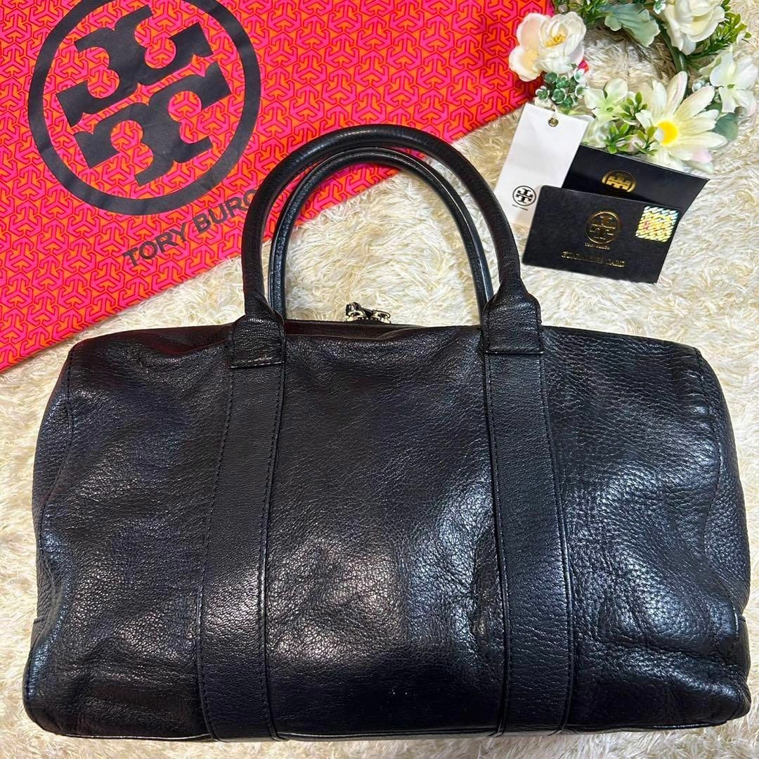 Tory Burch   美品トリーバーチ ミニボストンバッグ 黒 レザー