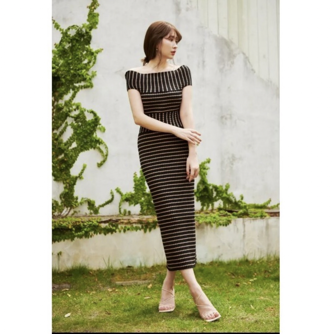 Stripe Ribbed-Knit Midi Dress