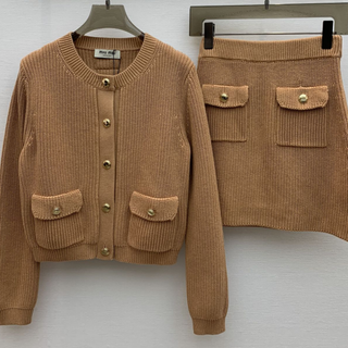 ミュウミュウ カシミヤ100% ビジューボタン ニットカーディガン