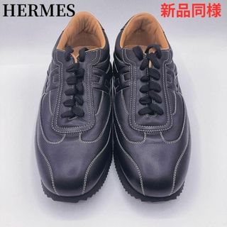 エルメス スニーカー クイック Hロゴ カーフレザー 40 1/2 ブラック-