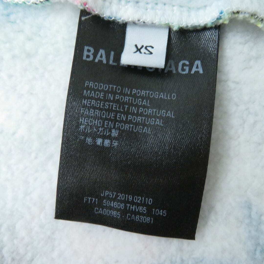 美品☆正規品 BALENCIAGA バレンシアガ 19年 594606 マルチ総柄デザイン フード付き プルオーバーパーカー マルチカラー XS レディース