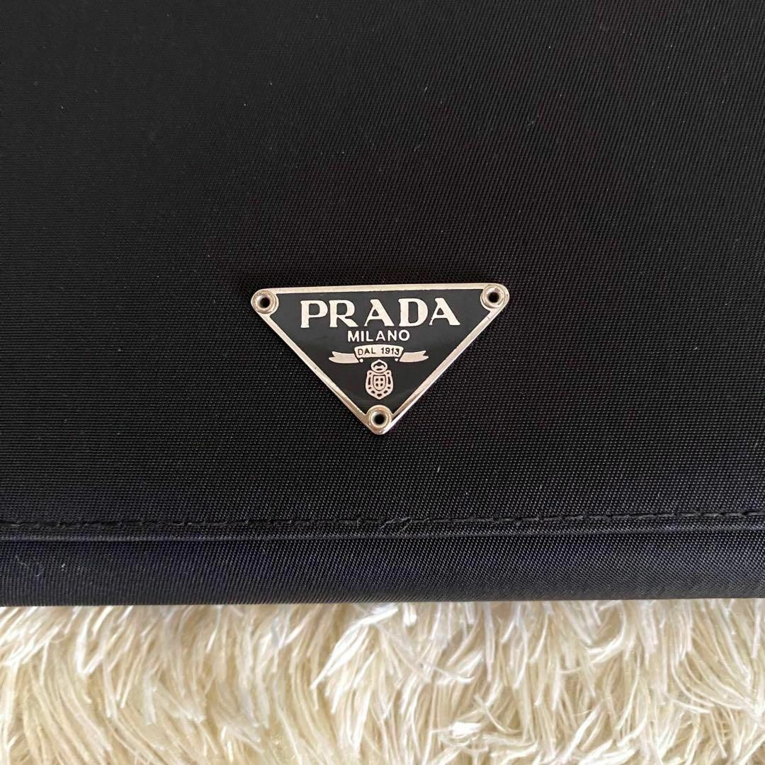 未使用級✨PRADA 二つ折り 長財布 ダブルホック サフィアーノ三角ロゴ  黒