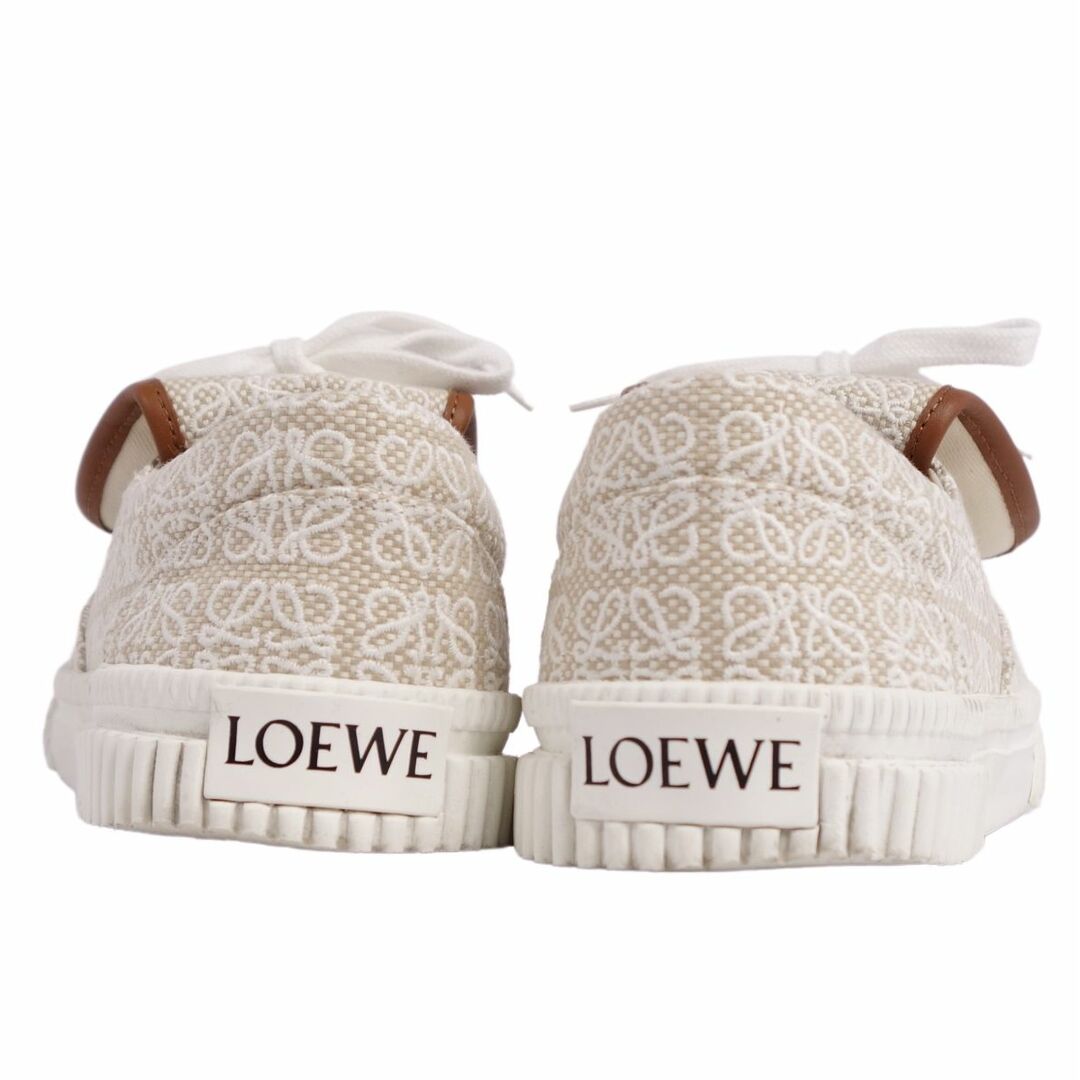 美品 ロエベ LOEWE スニーカー ローカット アナグラム フラップ キャンバス シューズ レディース 36(23cm相当) ベージュ/ホワイト