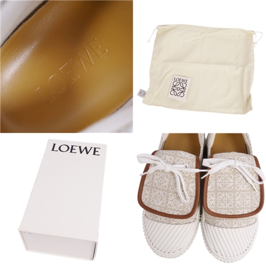 LOEWE(ロエベ)の美品 ロエベ LOEWE スニーカー ローカット アナグラム フラップ キャンバス シューズ レディース 36(23cm相当) ベージュ/ホワイト レディースの靴/シューズ(スニーカー)の商品写真