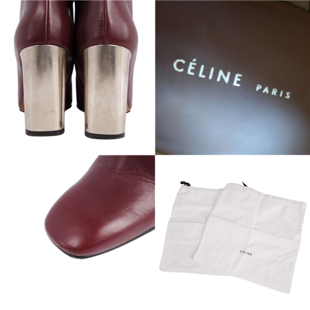 celine(セリーヌ)のセリーヌ CELINE ブーツ ショートブーツ メタルヒール フィービー期 bambam バンバン カーフレザー シューズ レディース 37(24cm相当) ボルドー レディースの靴/シューズ(ブーツ)の商品写真