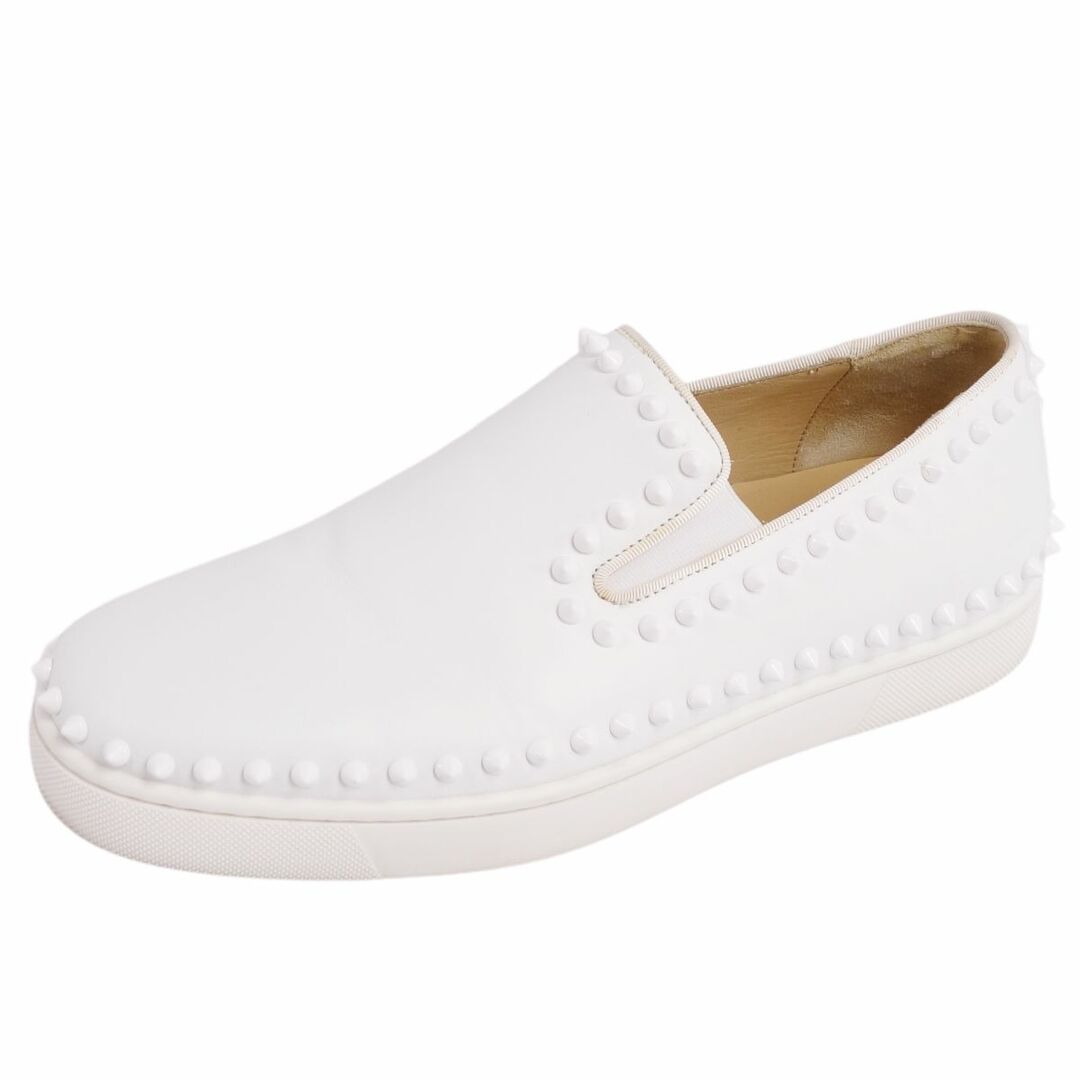 クリスチャンルブタン Christian Louboutin スニーカー スリッポン PIK BOAT ピックボート スタッズ スパイク カーフレザー シューズ メンズ 41(26cm相当) ホワイト