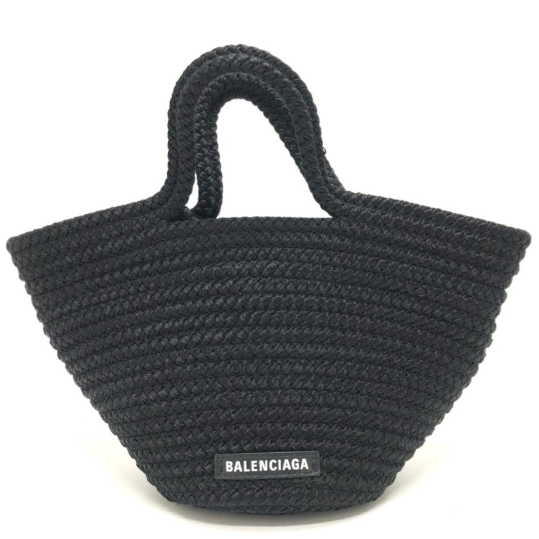 Balenciaga(バレンシアガ)のバレンシアガ BALENCIAGA Ibiza スモール ストラップ付きバスケット ブラック コード 695612 ロゴ イビザ カゴバッグ カバン トートバッグ サマーバッグ ハンドバッグ ナイロン ブラック 美品 レディースのバッグ(ハンドバッグ)の商品写真