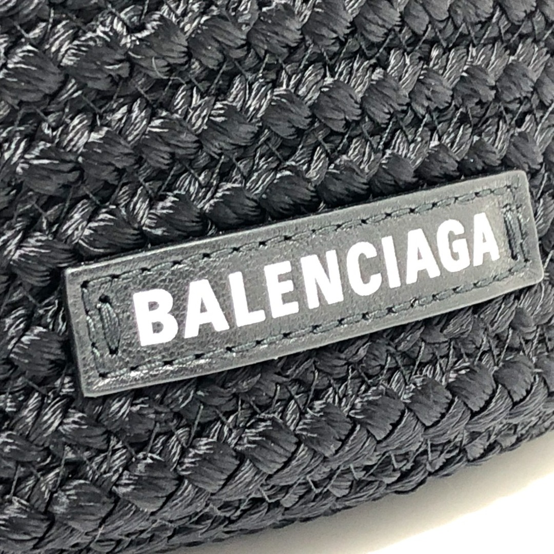 Balenciaga(バレンシアガ)のバレンシアガ BALENCIAGA Ibiza スモール ストラップ付きバスケット ブラック コード 695612 ロゴ イビザ カゴバッグ カバン トートバッグ サマーバッグ ハンドバッグ ナイロン ブラック 美品 レディースのバッグ(ハンドバッグ)の商品写真
