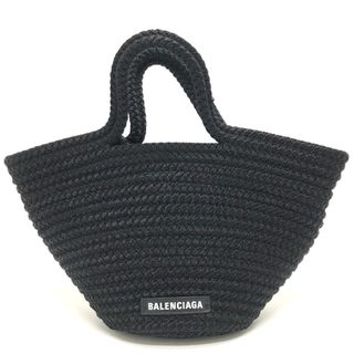 バレンシアガ(Balenciaga)のバレンシアガ BALENCIAGA Ibiza スモール ストラップ付きバスケット ブラック コード 695612 ロゴ イビザ カゴバッグ カバン トートバッグ サマーバッグ ハンドバッグ ナイロン ブラック 美品(ハンドバッグ)