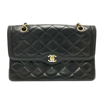 シャネル(CHANEL)のシャネル CHANEL マトラッセ ココマーク CC Wチェーン カバン ショルダーバッグ ラムスキン ブラック(ハンドバッグ)