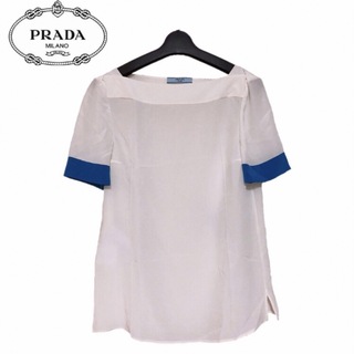 プラダ(PRADA)の【新品】確実正規品 PRADA　プラダ ブラウス シャツ ホワイト(シャツ/ブラウス(半袖/袖なし))