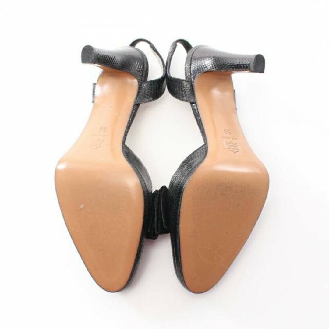 Christian Dior(クリスチャンディオール)の サンダル レザー スエード ブラック リボン パイソン型押し レディースの靴/シューズ(サンダル)の商品写真