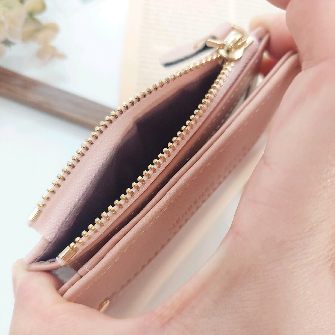 □アウトレット　軽量　ミニ財布　ミニウォレット　ペールピンク　夏祭り レディースのファッション小物(財布)の商品写真