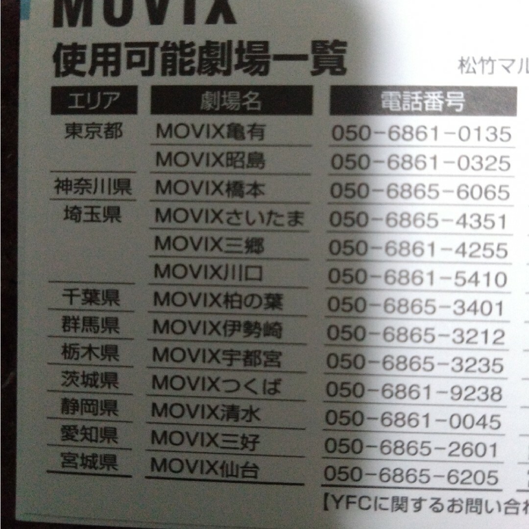 MOVIX劇場指定共通映画鑑賞券×２枚です。 チケットの映画(その他)の商品写真