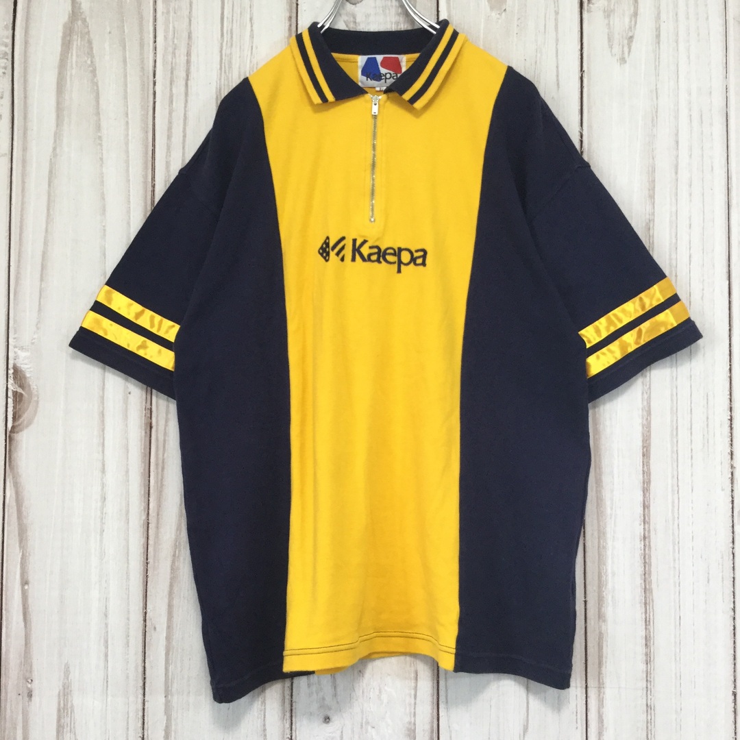 Kaepa(ケイパ)の【ケイパ 半袖ポロシャツ】 80s レトロ ハーフジップ ビッグロゴ L 古着 メンズのトップス(ポロシャツ)の商品写真