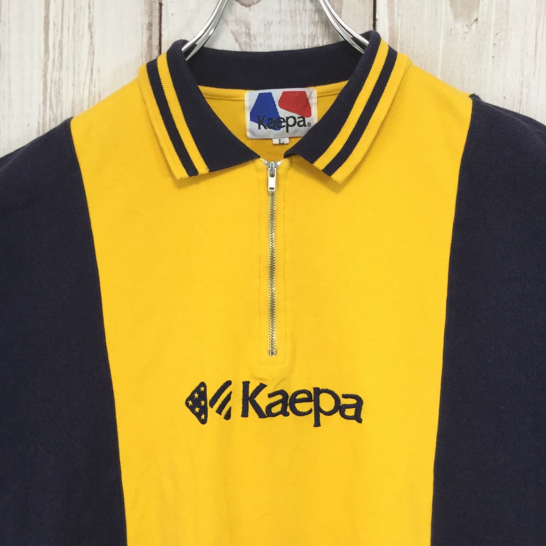 Kaepa(ケイパ)の【ケイパ 半袖ポロシャツ】 80s レトロ ハーフジップ ビッグロゴ L 古着 メンズのトップス(ポロシャツ)の商品写真