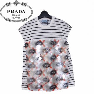 プラダ(PRADA)の【新品】確実正規品 PRADA　プラダ ストライプ スパンコール Tシャツ(Tシャツ(半袖/袖なし))