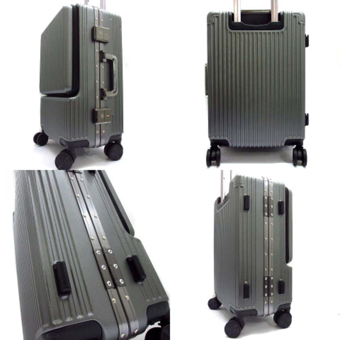 other(アザー)のスーツケース キャリーケース 4輪 USBポート付 前ポケット グレー 同梱不可 メンズのバッグ(トラベルバッグ/スーツケース)の商品写真