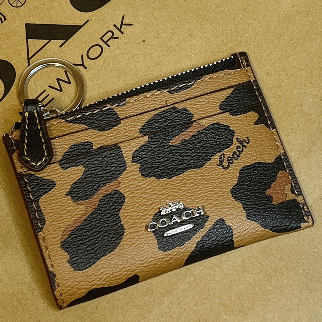 COACH コーチ　コインケース ブラウン　豹柄　小銭入れ財布　レオパード