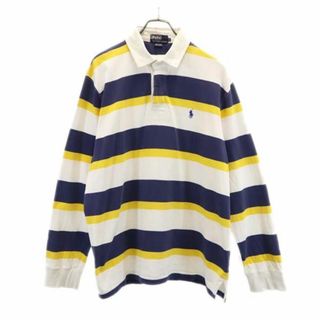 ポロバイラルフローレン ボーダー 長袖 ポロシャツ LL Polo by Ralph Lauren ラガーシャツ メンズ 【中古】  【230817】(ポロシャツ)