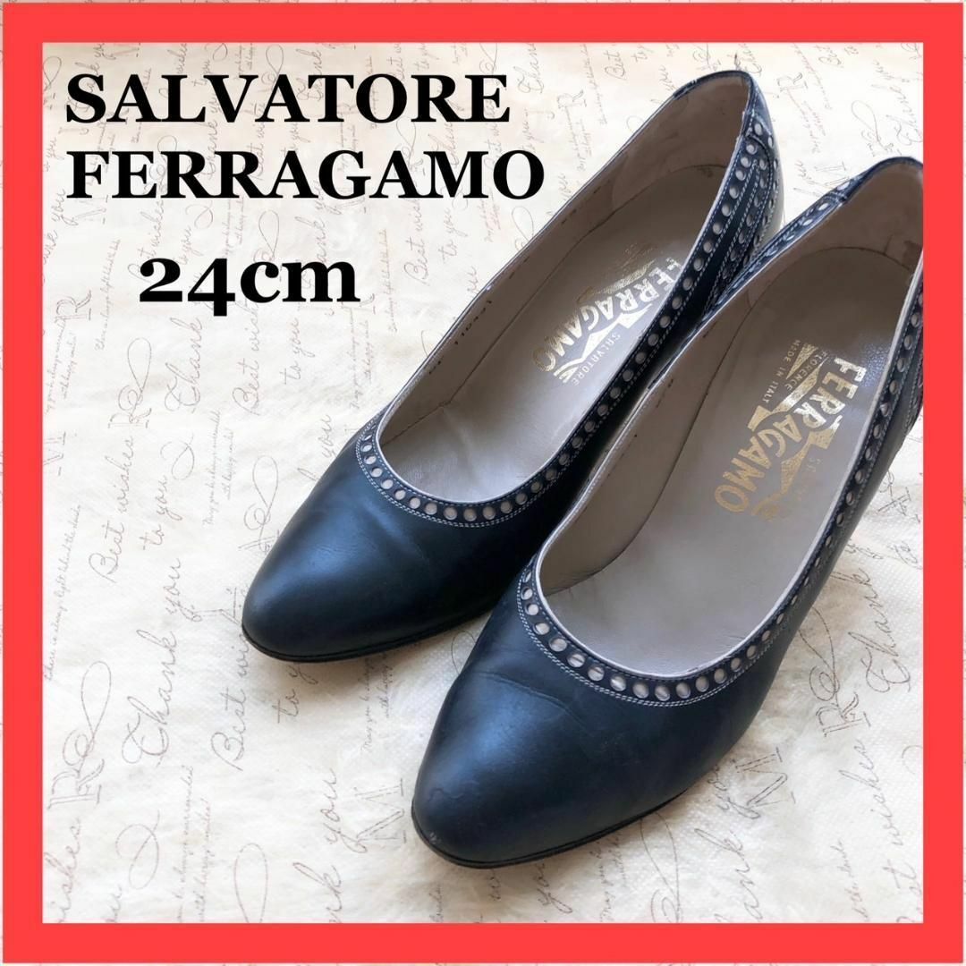 SALVATORE FERRAGAMO マット ・ブラック系  6.5サイズ