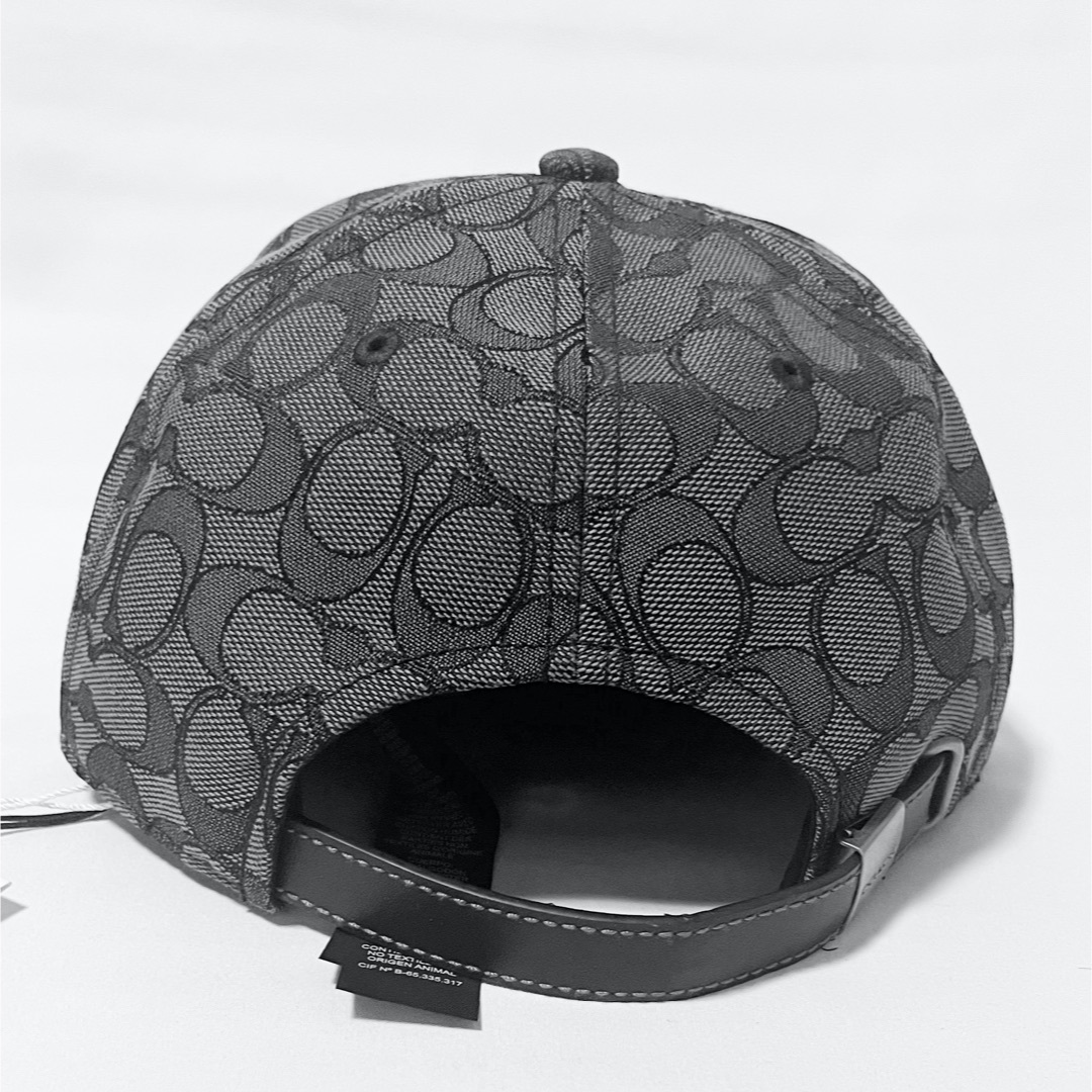 COACH コーチ シグネチャー ジャガード フラット キャップ 黒 グレー-