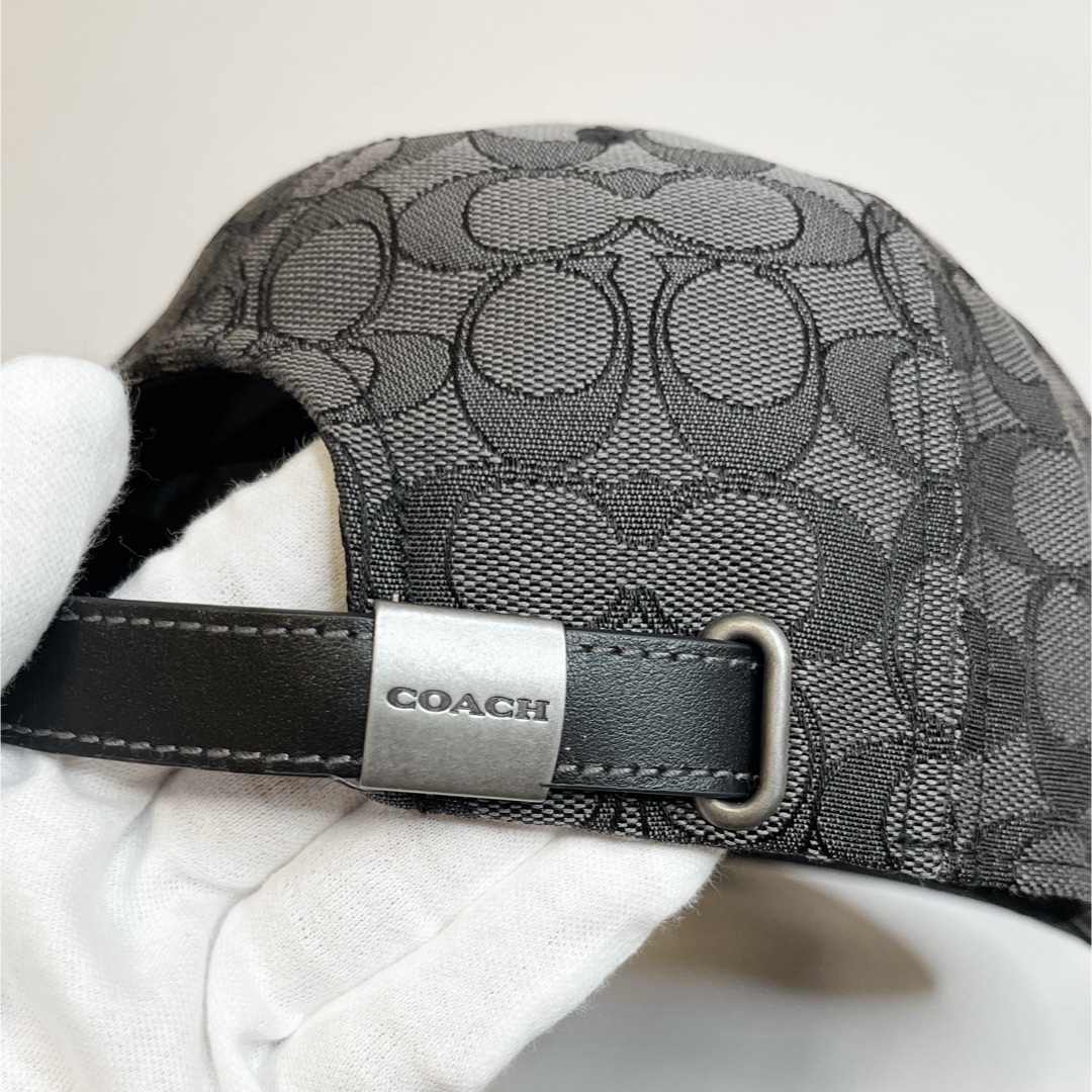 COACH コーチ シグネチャー ジャガード フラット キャップ 黒 グレー-