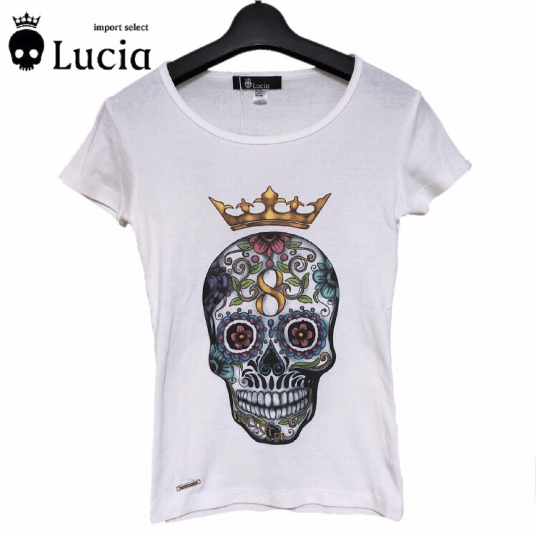 【新品未使用】Lucia ルチア プリント Tシャツ トップス ホワイト スカル