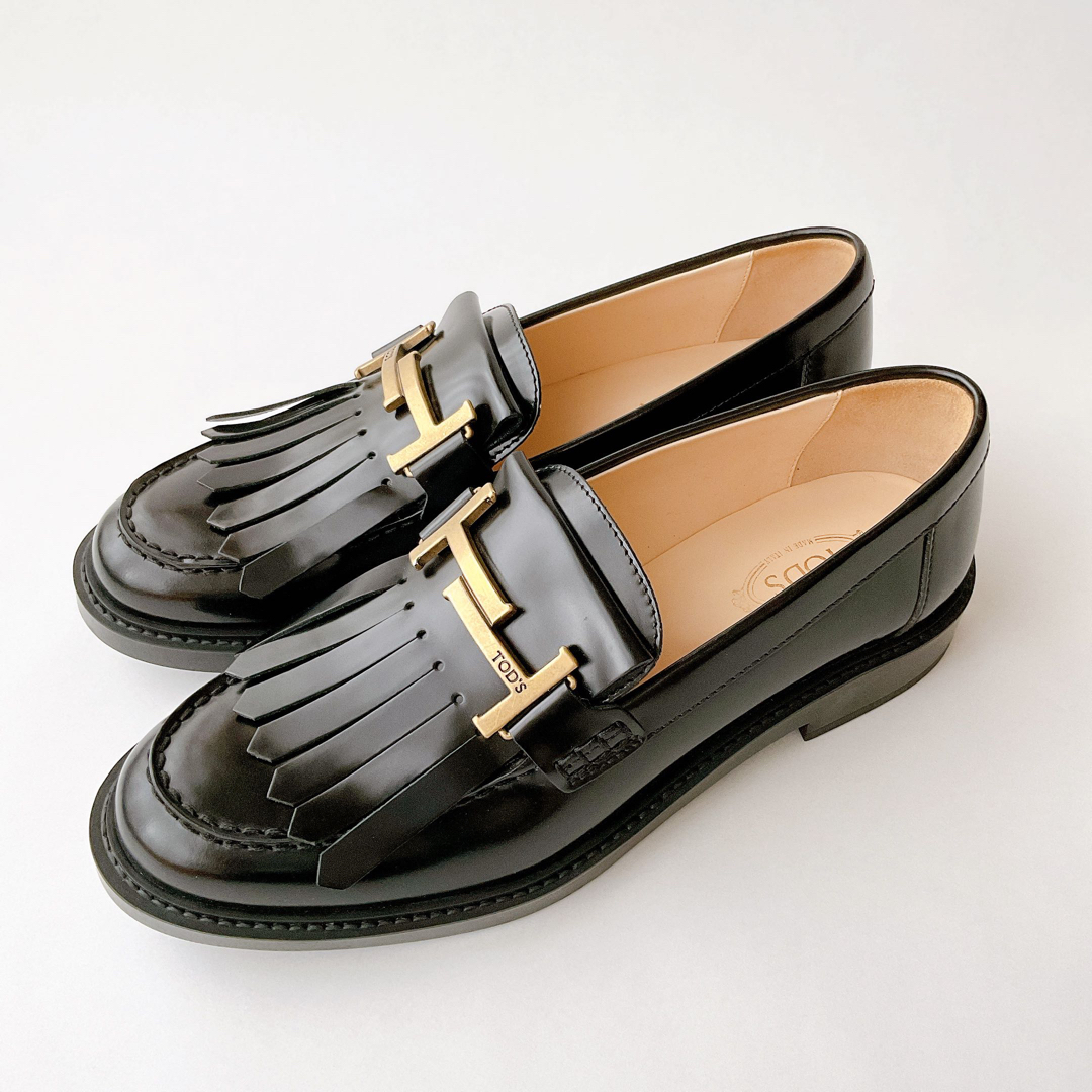 TOD'S - 未使用に近い◇Tod's ローファー38 24cm 24.5cmトッズ黒ダブル