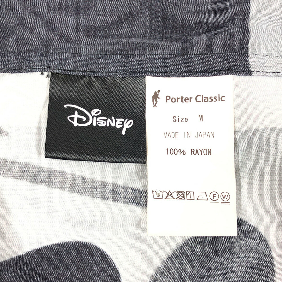 PORTER CLASSIC ポータークラシック ×Disney ミッキーマウス レーヨン 半袖シャツ 黒系 サイズM 正規品 / 31713