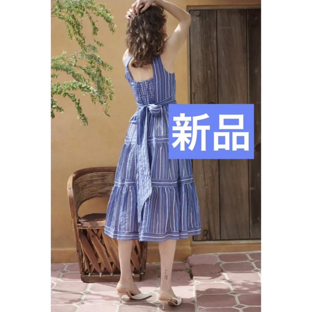 エステラケー新品☆estella.kストライプドレスバックリボンロング