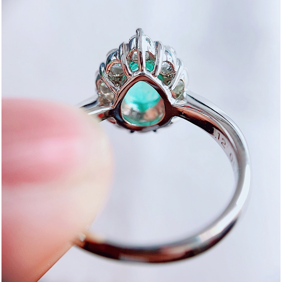6.9g★1.12ct★✨エメラルド0.80ctダイヤモンドプラチナリング指輪 レディースのアクセサリー(リング(指輪))の商品写真