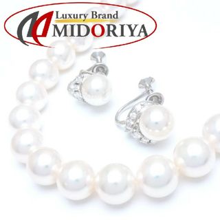 ミキモト(MIKIMOTO)のミキモト MIKIMOTO パール ネックレス & イヤリング 2点セット 真珠9.5～9ミリ ダイヤモンド K18WG ホワイトゴールド × K14WG ホワイトゴールド  / 290208【中古】【BJ】(ネックレス)