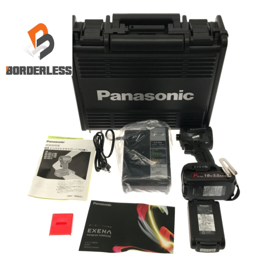 ☆未使用品☆Panasonic パナソニック 18V EXENA 充電インパクトドライバー EZ1PD1N18D-B バッテリー2個(18V3.0Ah) 充電器 ケース 77095