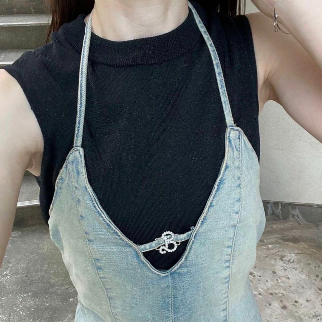 ZARA - ZARA Barbie デニムホルターネックジャンプスーツ Mの通販 by