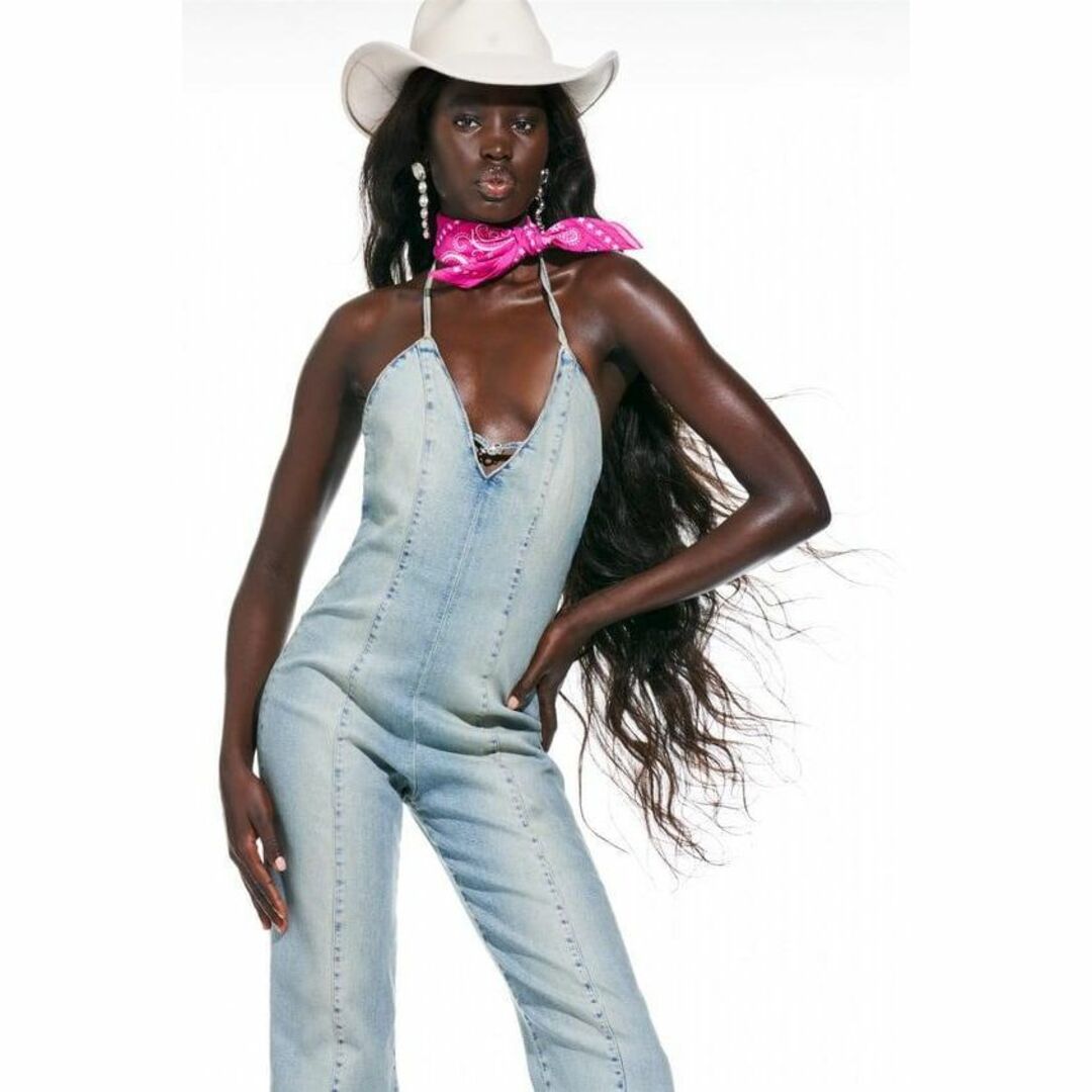 ZARA - ZARA Barbie デニムホルターネックジャンプスーツ Mの通販 by