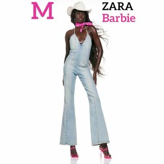 ザラ(ZARA)のZARA Barbie デニムホルターネックジャンプスーツ M(オールインワン)