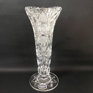 ボヘミア クリスタル(BOHEMIA Cristal)の【新品】ボヘミア　ガラス　花瓶　フラワーベース　脚付き　クリスタル　ハンドカット(花瓶)