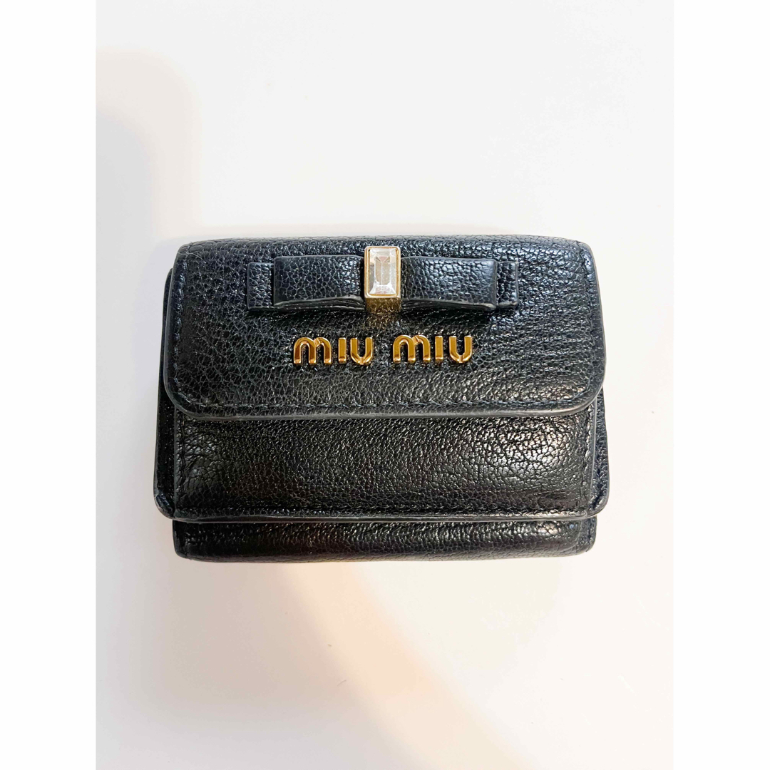 MIUMIU 財布  リボン ビジュー 黒