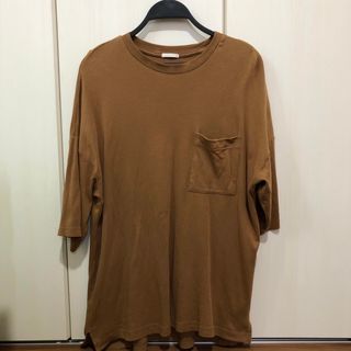 ジーユー(GU)のGU メンズ　半袖Tシャツ　無地　ブラウン　茶色　ビッグシルエット　Mサイズ(Tシャツ/カットソー(半袖/袖なし))