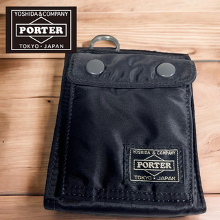 ポーター(PORTER)の美品✴︎ポーター 二つ折り財布 RORTER タンカー　ブラック(折り財布)
