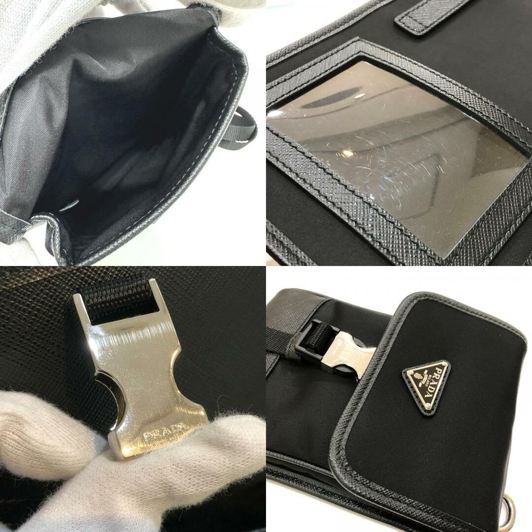 プラダ PRADA フォンケース 2ZH109 ロゴプレート スマホケース ショルダーバッグ ナイロン ブラック