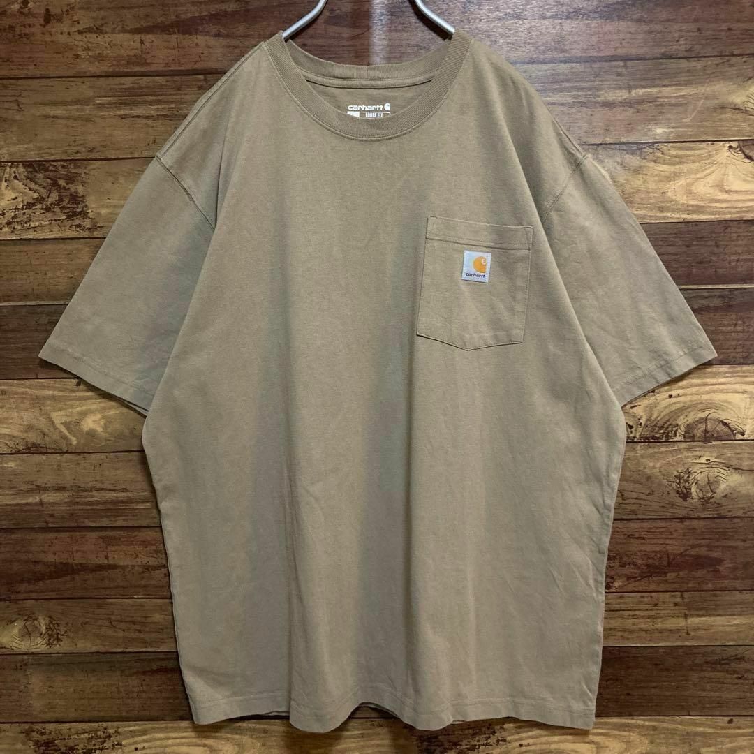 carhartt(カーハート)の【オーバーサイズ】古着　カーハート　tシャツ ポケット　L ベージュ メンズのトップス(Tシャツ/カットソー(半袖/袖なし))の商品写真