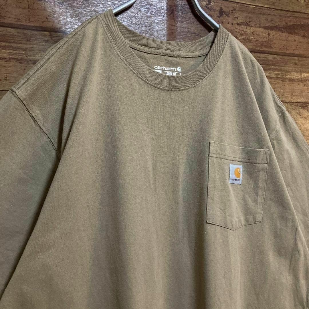 carhartt(カーハート)の【オーバーサイズ】古着　カーハート　tシャツ ポケット　L ベージュ メンズのトップス(Tシャツ/カットソー(半袖/袖なし))の商品写真