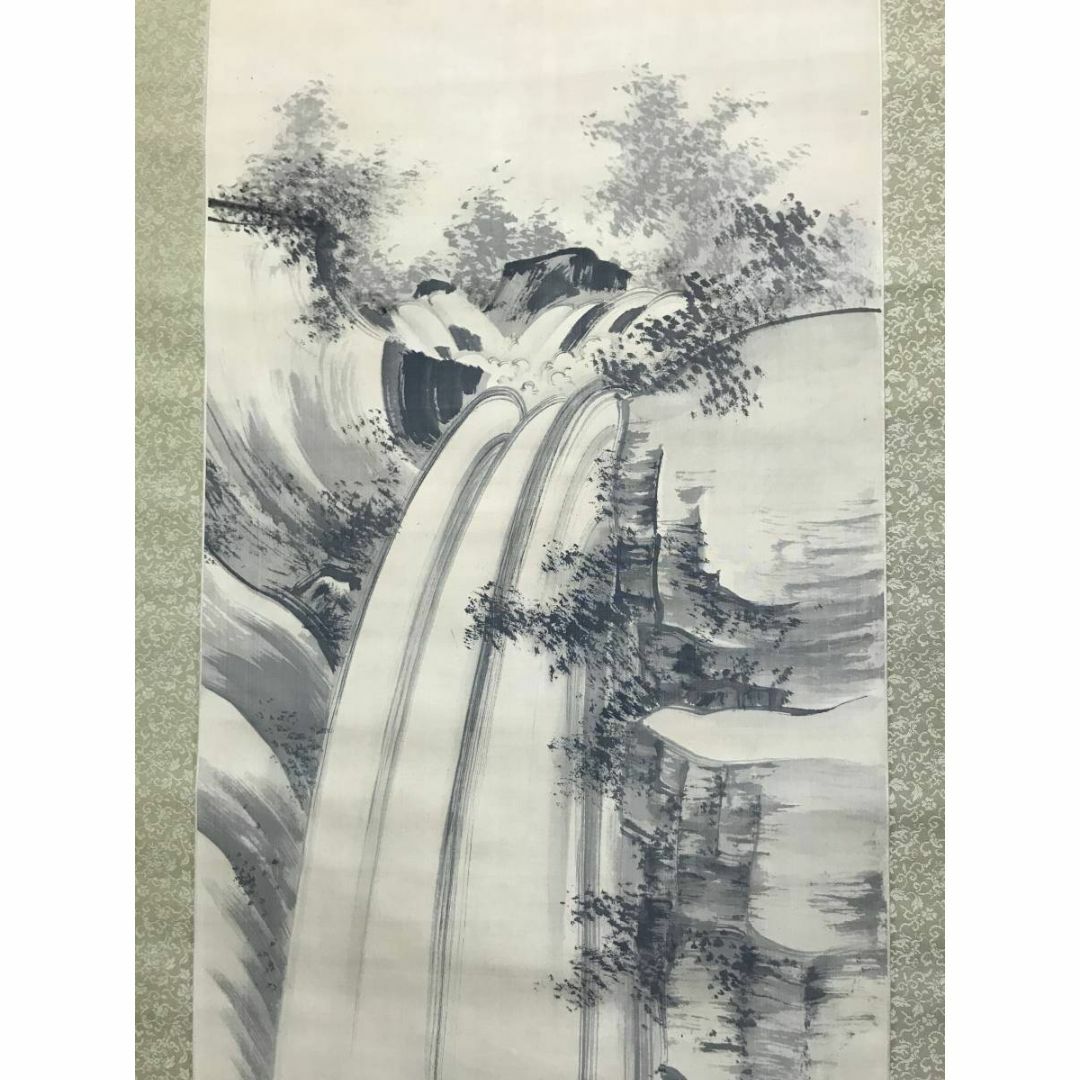 真作/葦城/瀑布画賛/山水滝図/山水図/掛軸☆宝船☆AG- 真作/葦城/瀑布画賛/山水滝図/山水図/掛軸☆宝船☆AG-