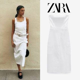 ザラ(ZARA)の3 ZARA ギャバジンファブリック ストラップレスワンピース XS(ロングワンピース/マキシワンピース)