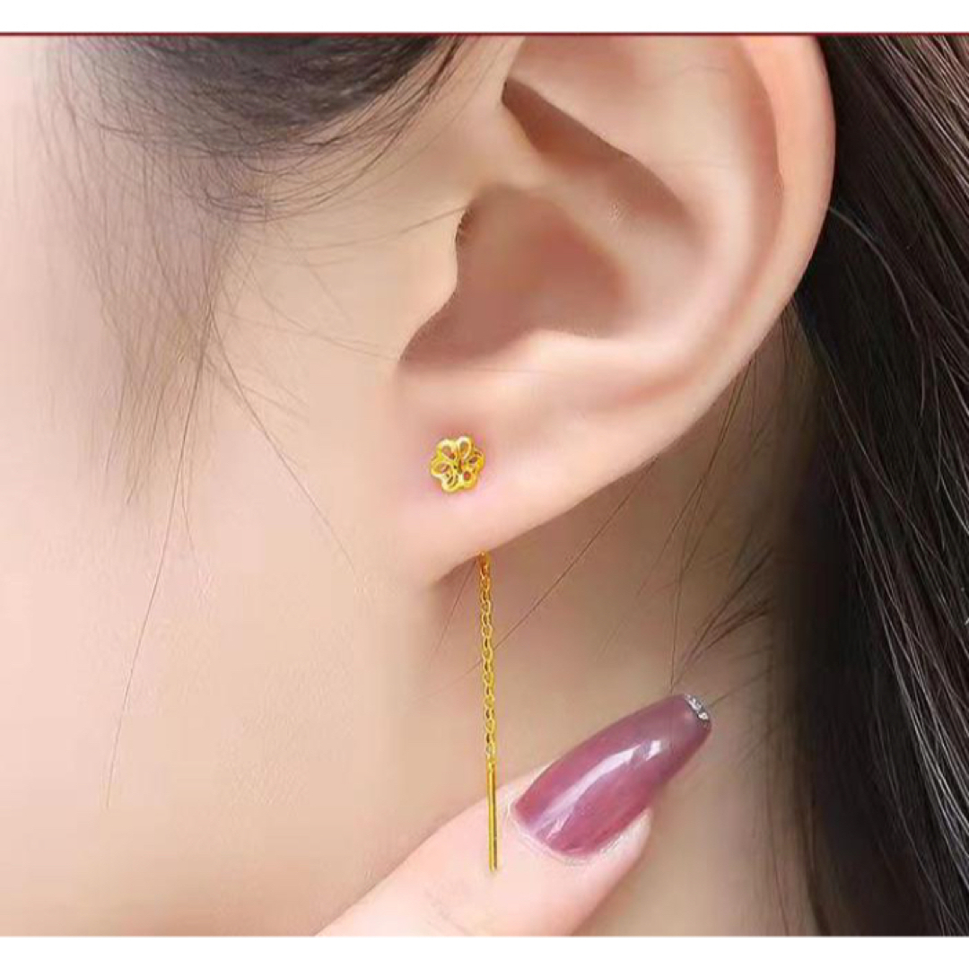 フラワー チェーン ピアス 18金 ピンク ゴールド 花 K18 の通販 by
